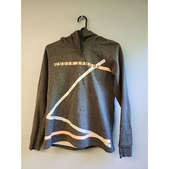 Under Armour Hoodie Womens XS Gray Peach Loose Fit‎ Cowl Neck Drawstring - Picture 1 of 6